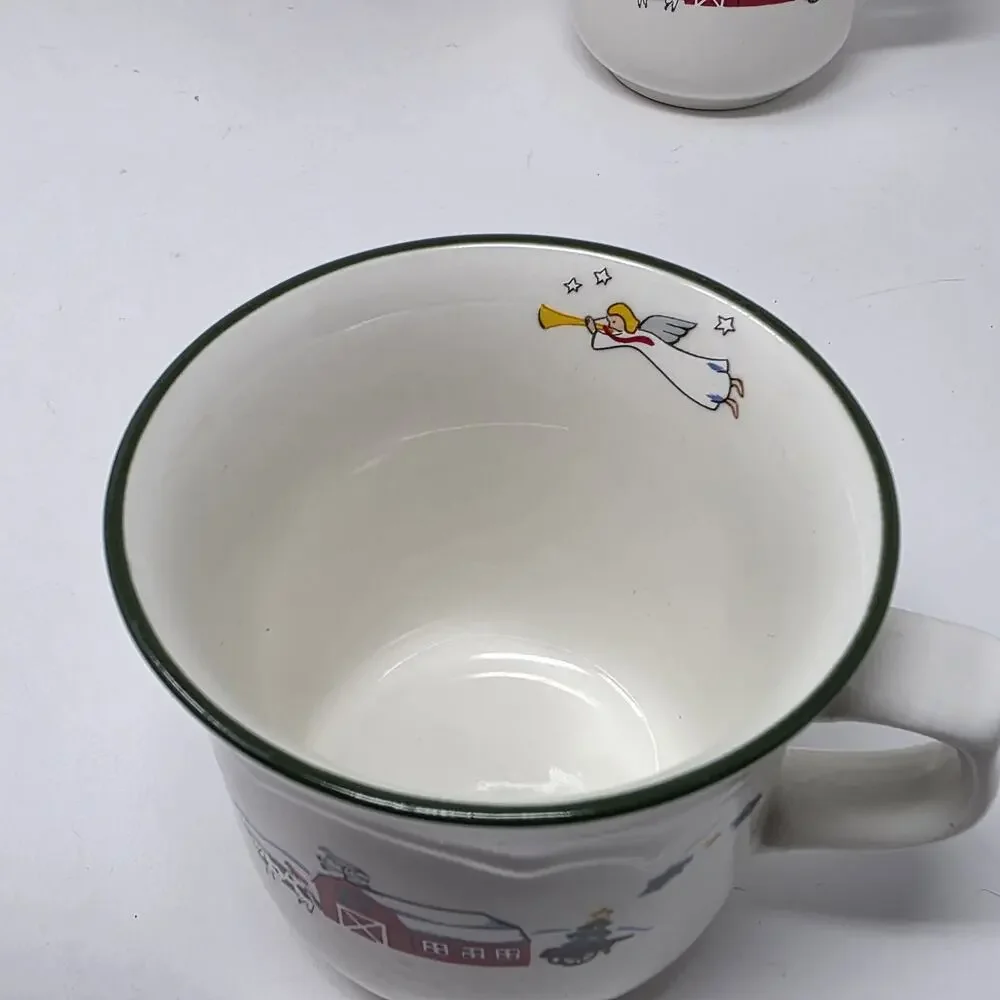Pfaltzgraff Snow Village 12oz Adorable Coffee Mugs Original VTG 1994 nSet of 4